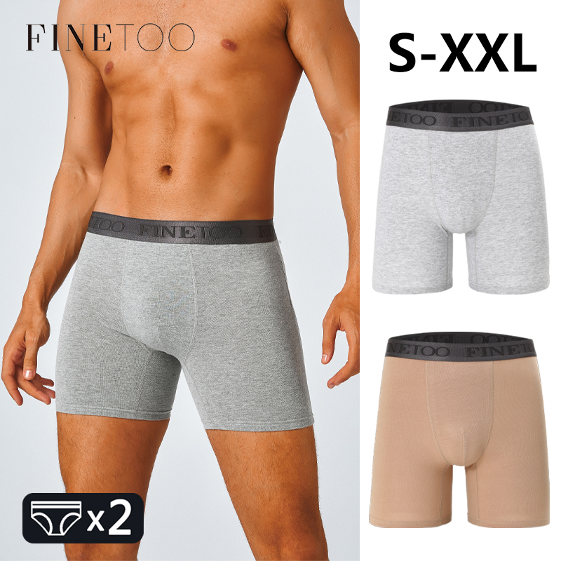 Boxer Brief Pack Cotton - 2pcs Cotton Long Boxers For Men